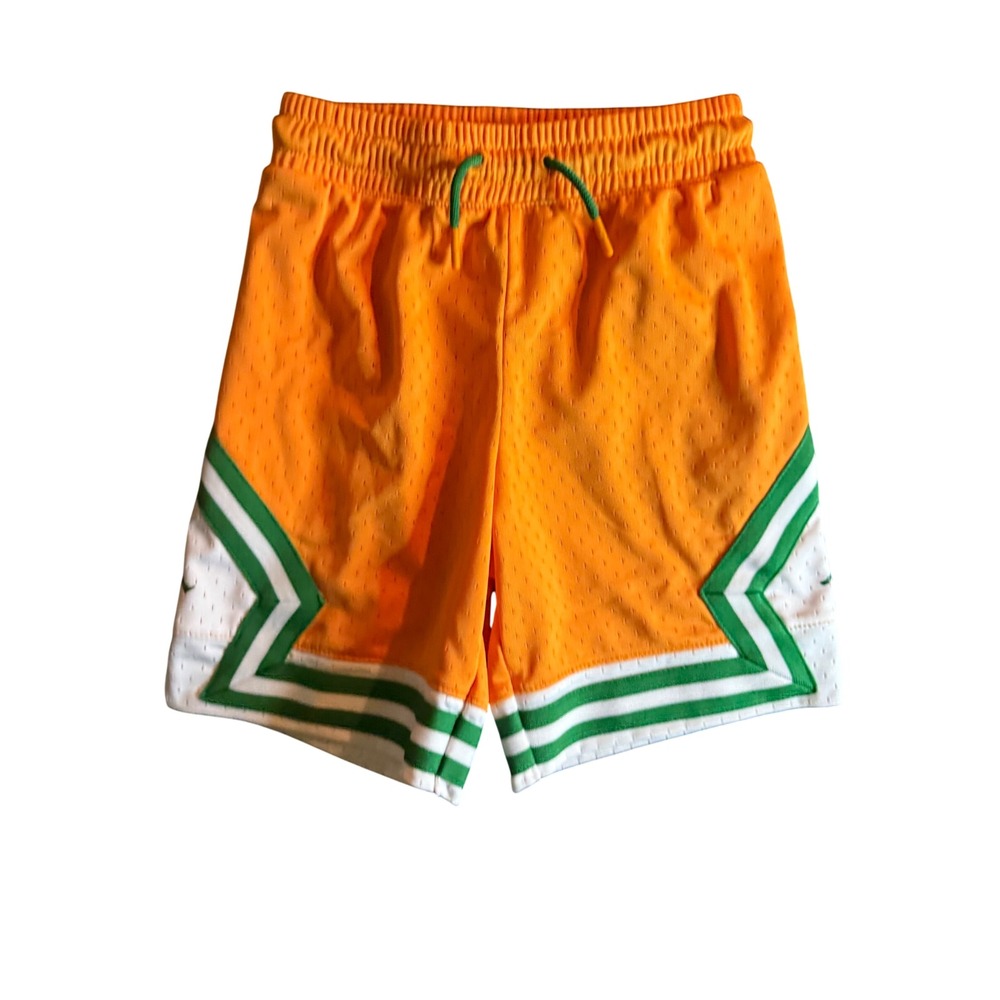 Jordan Diamond Mesh Basketball Shorts Boys Small Orange Green Striped B136-N67
